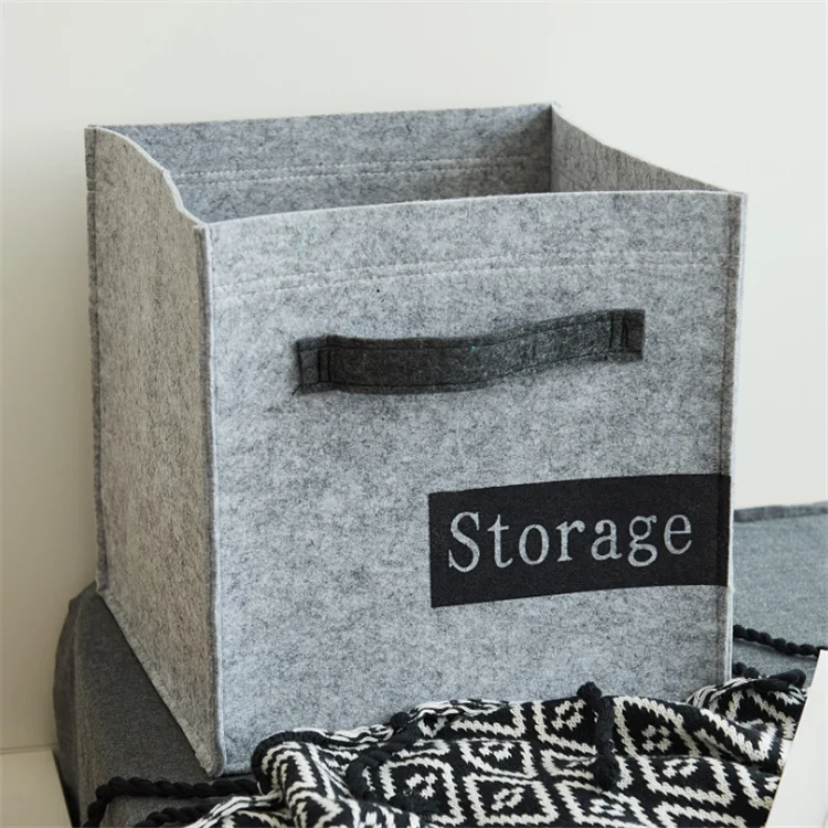 Decorative Felt Lined Foldable Fabric Boxes Black Storage Box Buy