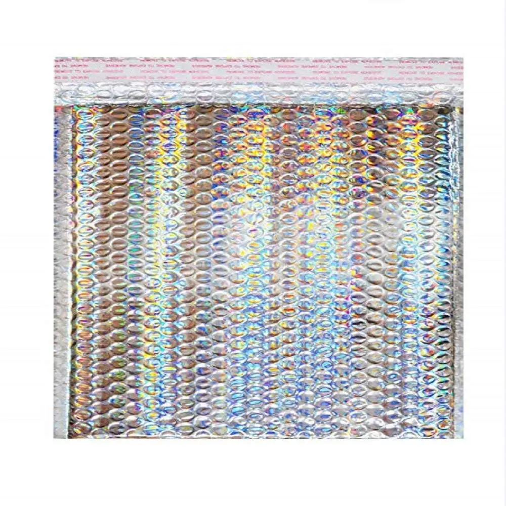 5" x 9" Pack Holographic Bubble Mailers, Metallic Glamour Padded Envelopes
