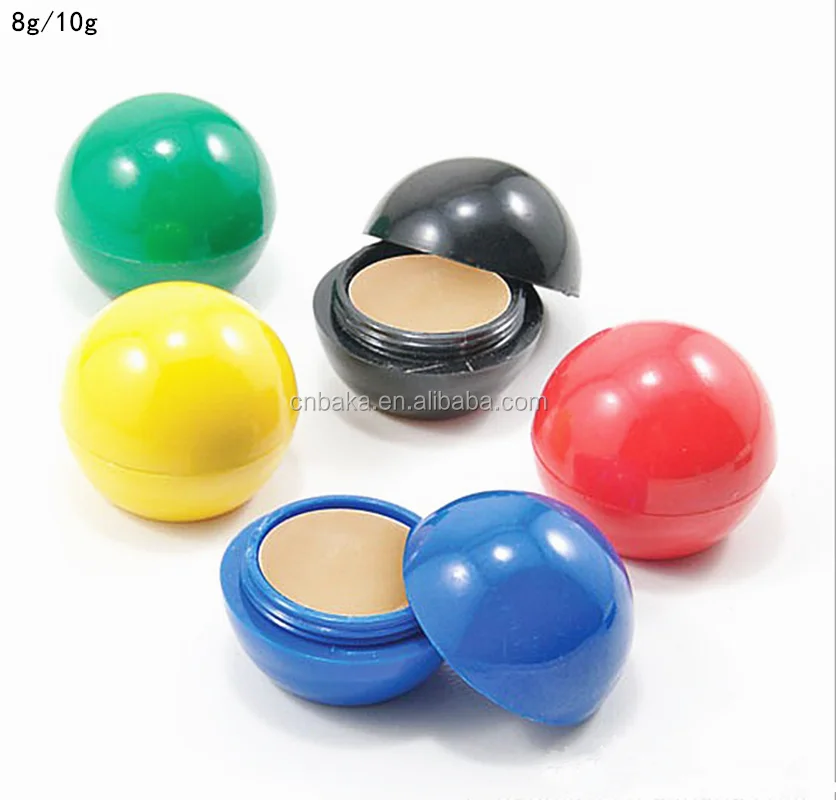 10g Frosted Plastic Pe Lip Balm Jar Ball Shaped Lip Stick Case,Solid