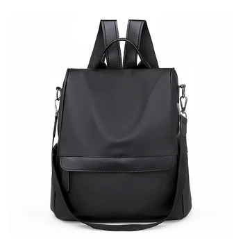 plain black leather backpack