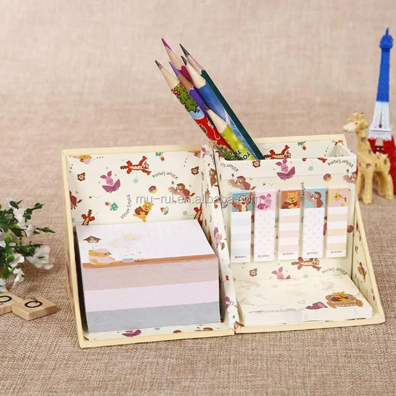 Foldable Paper Square Cube Box Sticky Memo Block Notes Pad With Pen