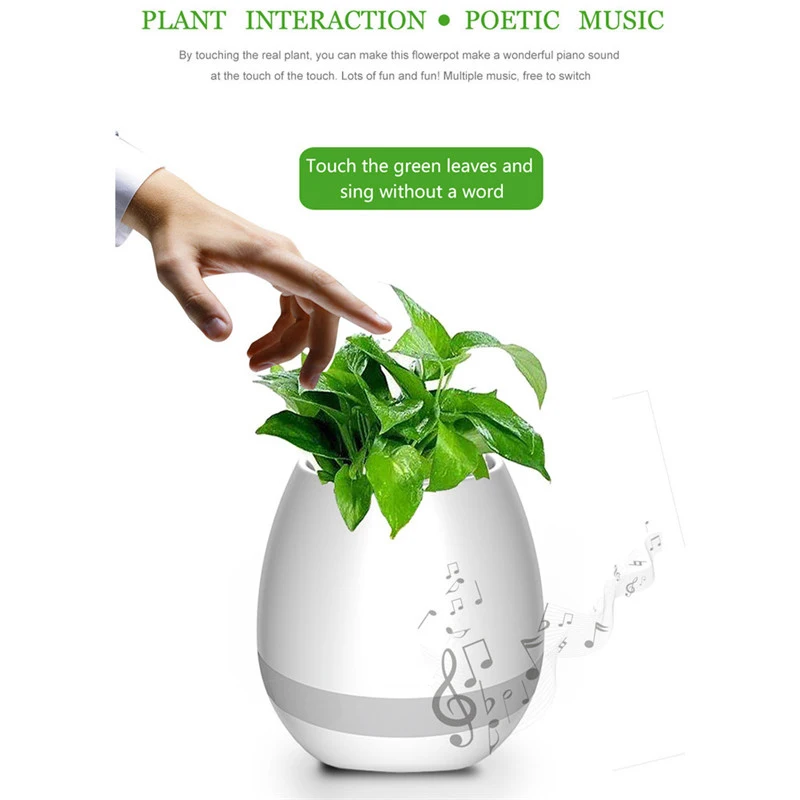 Hot Sale 2017 New Arrival Factory Supply LED Music Vase, Plant Smart Music Flowerpot Bluetooth Speaker Dancing Green