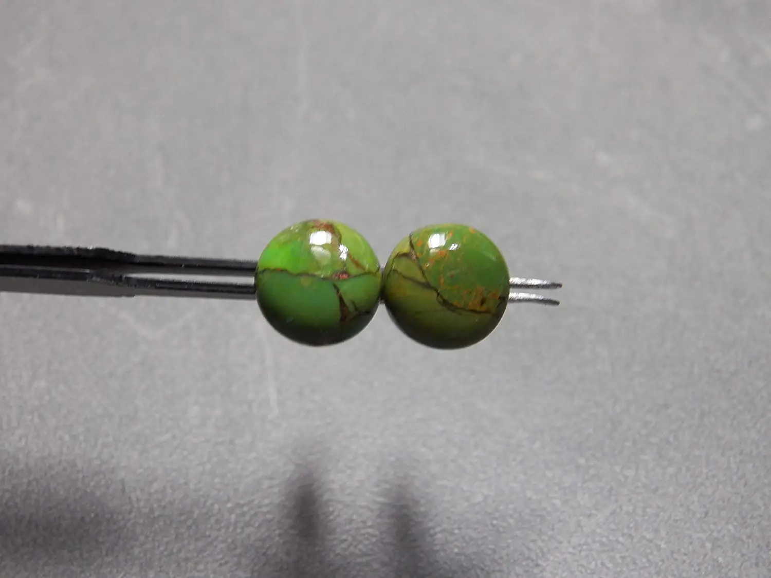 10mm Green Copper Turquoise and Sterling Silver Post Earrings