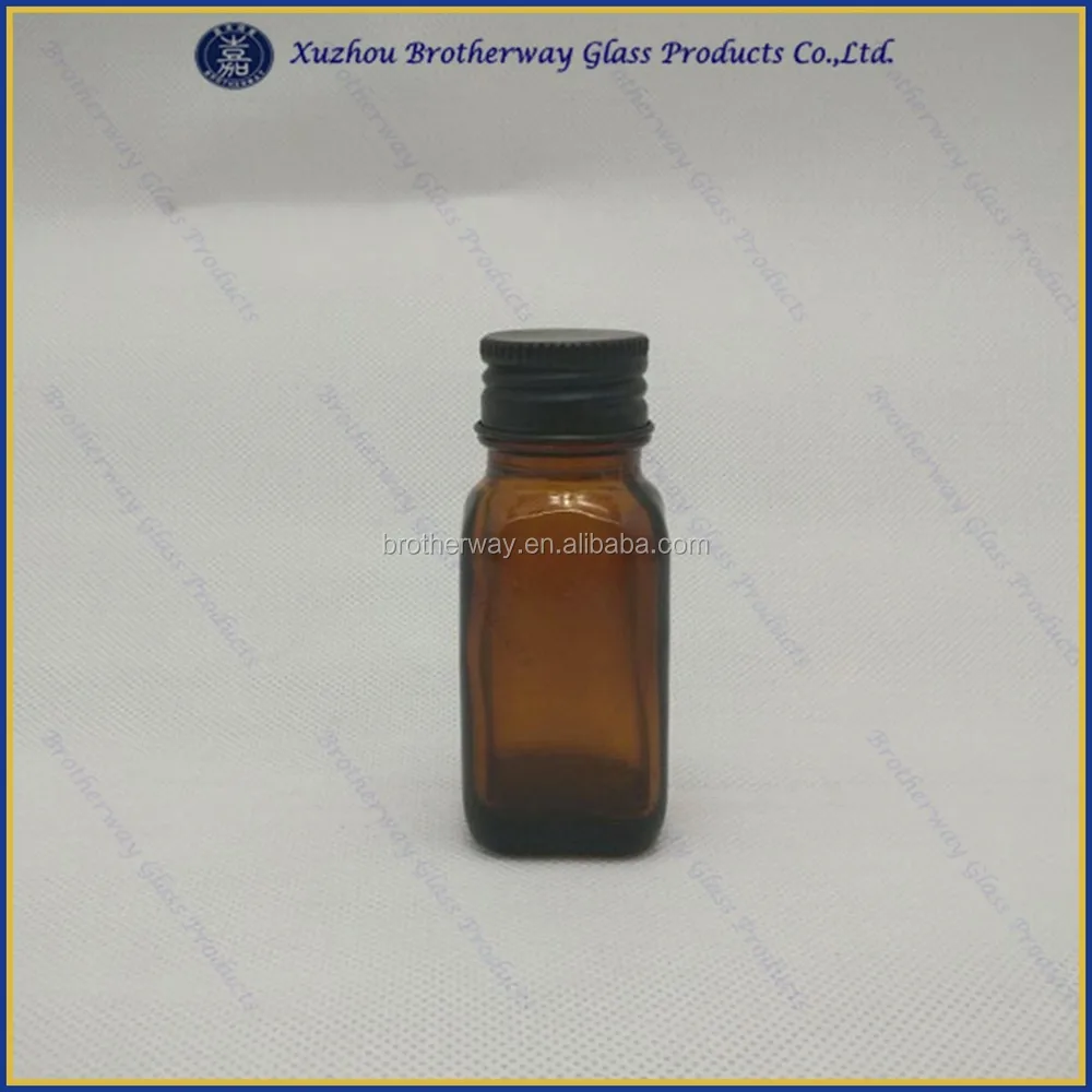 30ml 1oz French Square Amber Glass Bottle With Black Alum Cap Buy Pharmaceutical Amber Glass