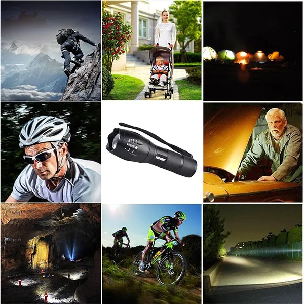 Zoomable LED 2000 Lumens Ultra Bright Tactical Flashlight Waterproof Handheld Flashlight