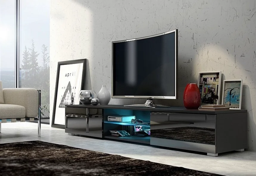 Unidad De Pared De Tv Led De Madera Moderna,Soporte De Pared,Diseño De