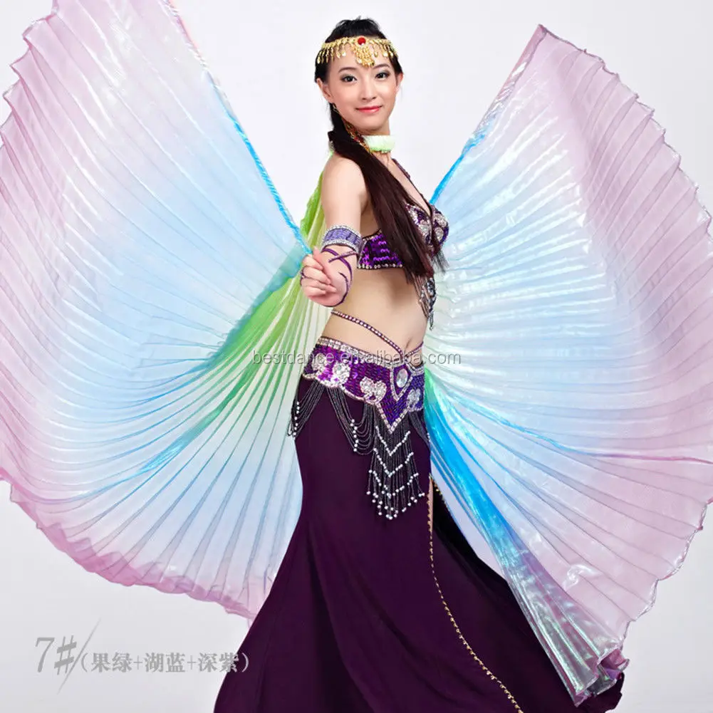 Adult Egyptian Belly Dance Costume Gradient Colorful Angel Isis Wings 12 Colors 