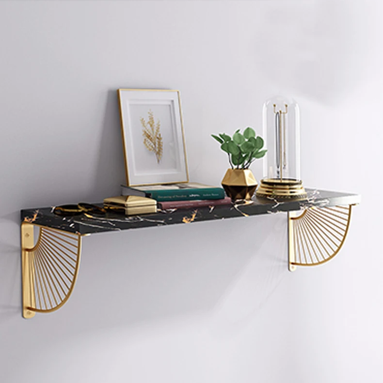 Hot sale home decoration marble shelf wall display storage metal shelves for collectibles