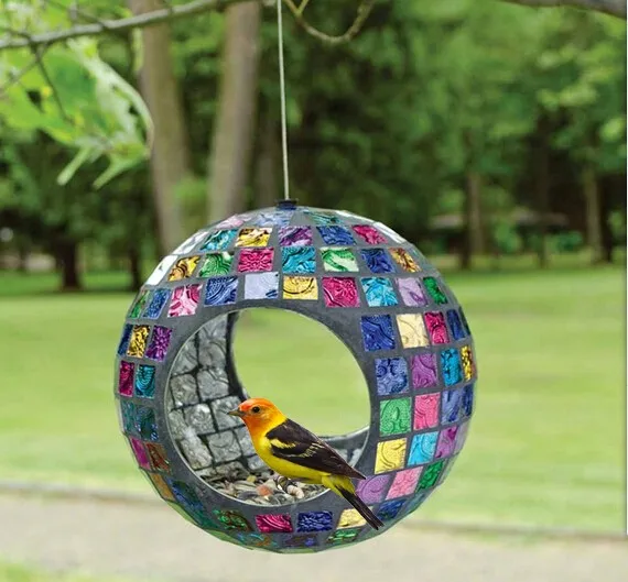 Hanging Circle 3 Piece Mosaic Sun Moon Stars Circle Feeder View