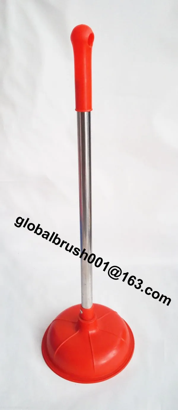 Hq888 Tpr Material Red Color With Stainless Steel Handle Toilet Plunger