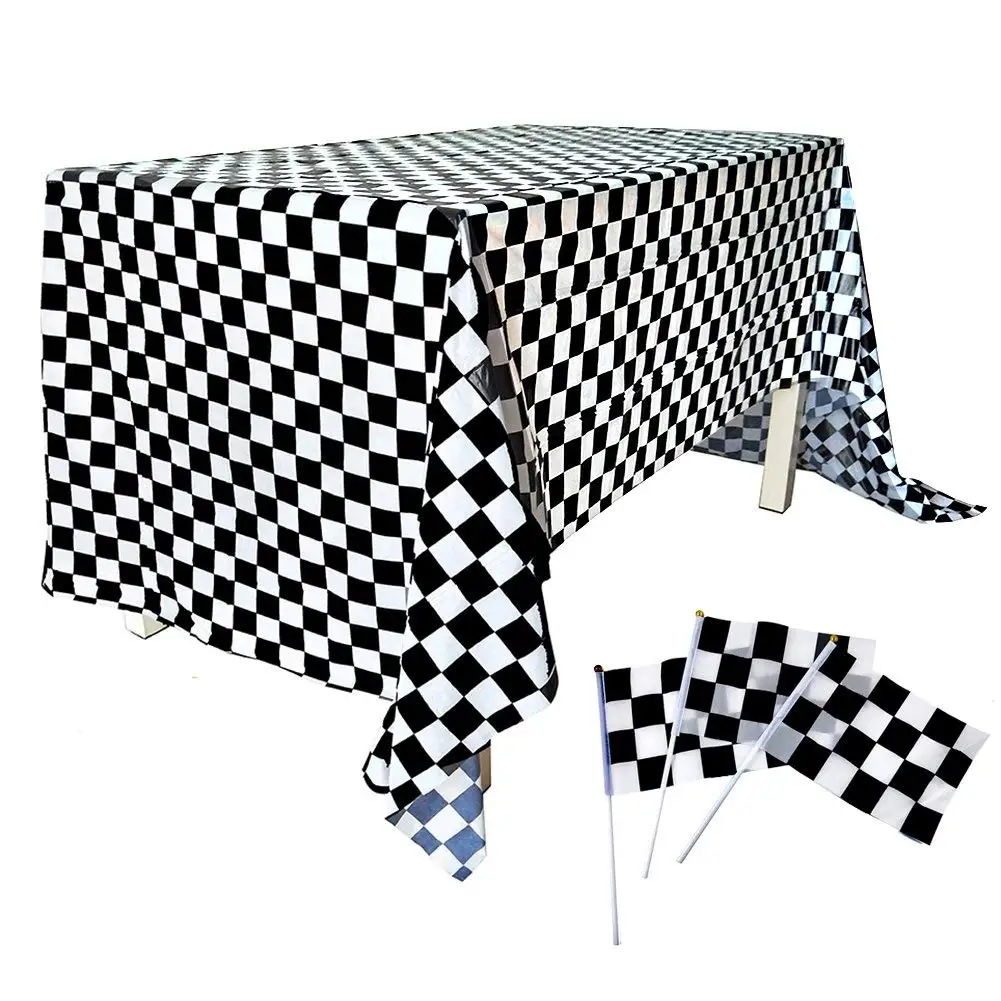 2pk Plastic Black /& White Checkered CARS Theme Racing Nascar Table Cover