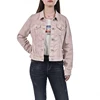 High Quality Fashion Single Row Pink Denim Jacket For Women
