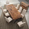 American style Solid Wood restaurant furniture pine wooden dining Table top with metal leg