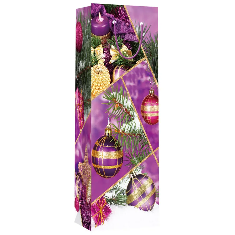 Premium Quality Christmas Custom Printing Decorative Paper Wine Bag, Gift Packaging Paper Bags