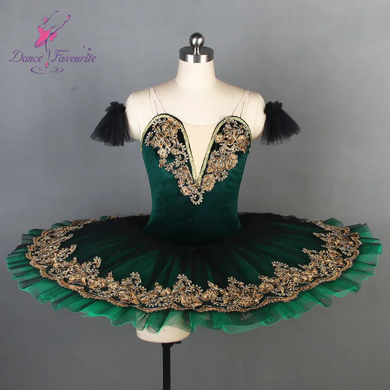 Elegant Red Velvet Ballet Tutu with Green Embellishments – MDT0981