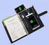 Custom A5 size PU leather snap travel organizer notebook ring binder with powerbank