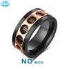 Innovate design jewelry 9MM stainless steel Roman numeral rotating ring black with rose gold for men