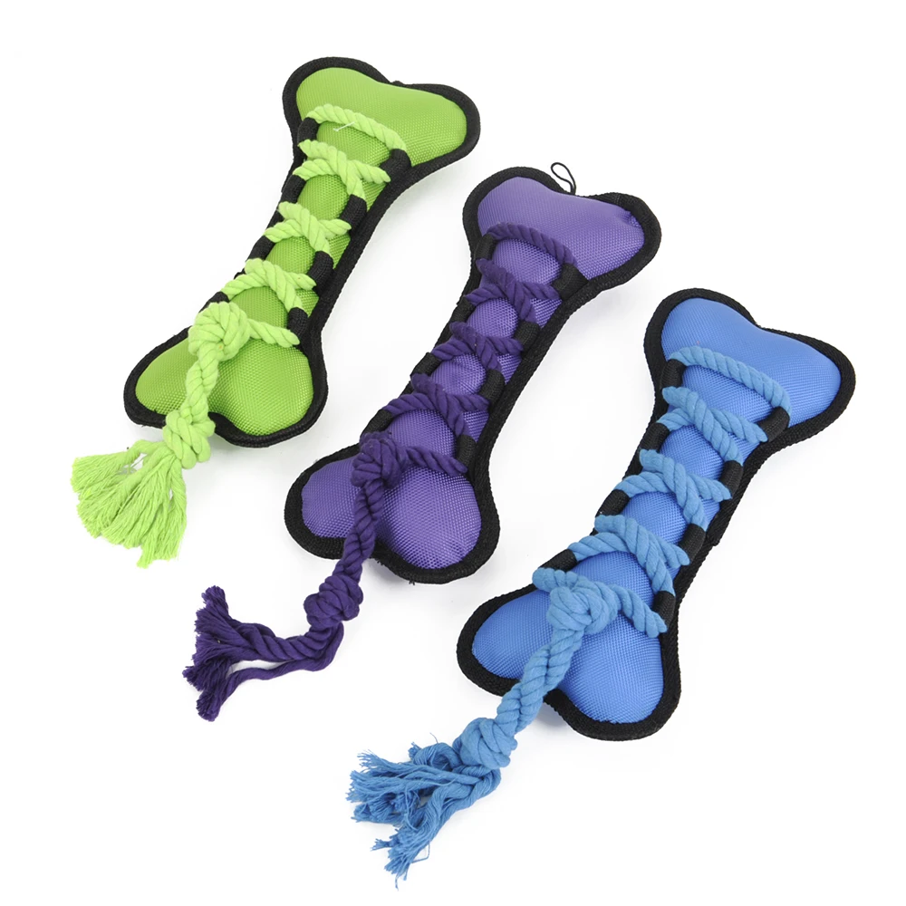 Bone Shape Durable Squeaker Dog Toys Oxford Pet Plush Dog Chew Toys