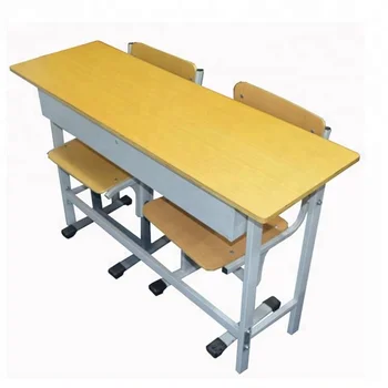 Best Price Wooden Desktop Adjustable School Classroom Double Desk