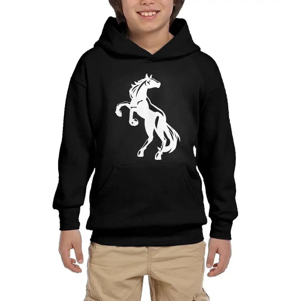 Horse Logo Cartoon Girl Athletic With Pocket Hoodies Graphic Pullover Sweatshirts