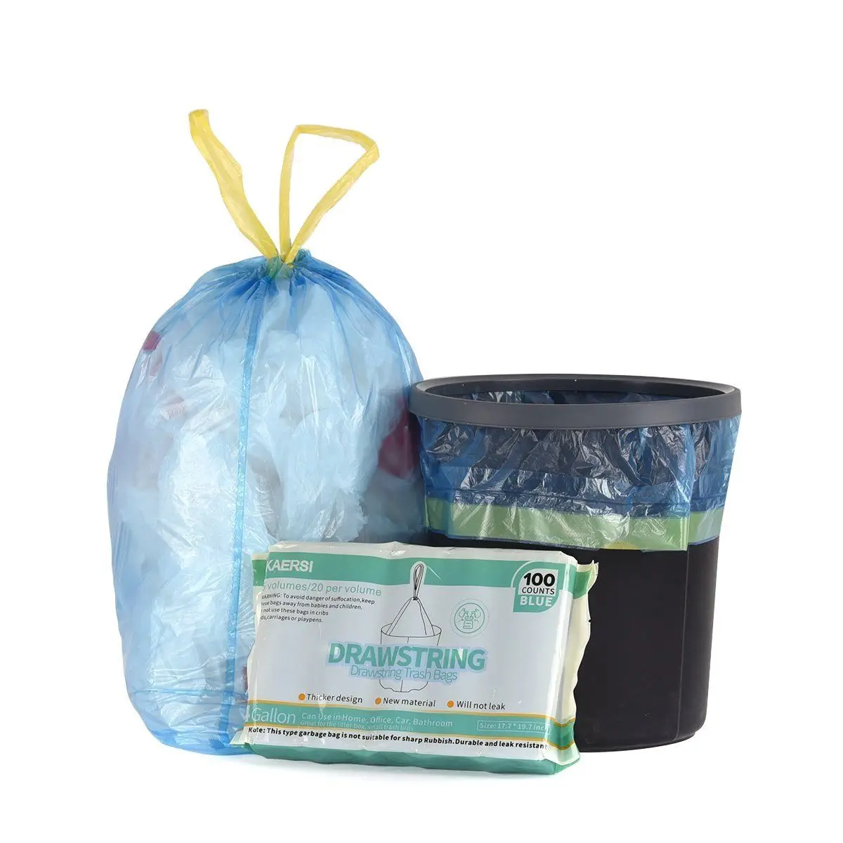 15 Ct 13 Gallon Commercial Kitchen Drawstring Trash Bag Garbage Bag