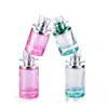 High quality 30ml 50ml 1oz 1.7oz oval shape serum glass bottles hair serum sealed packaging bottles with button pump