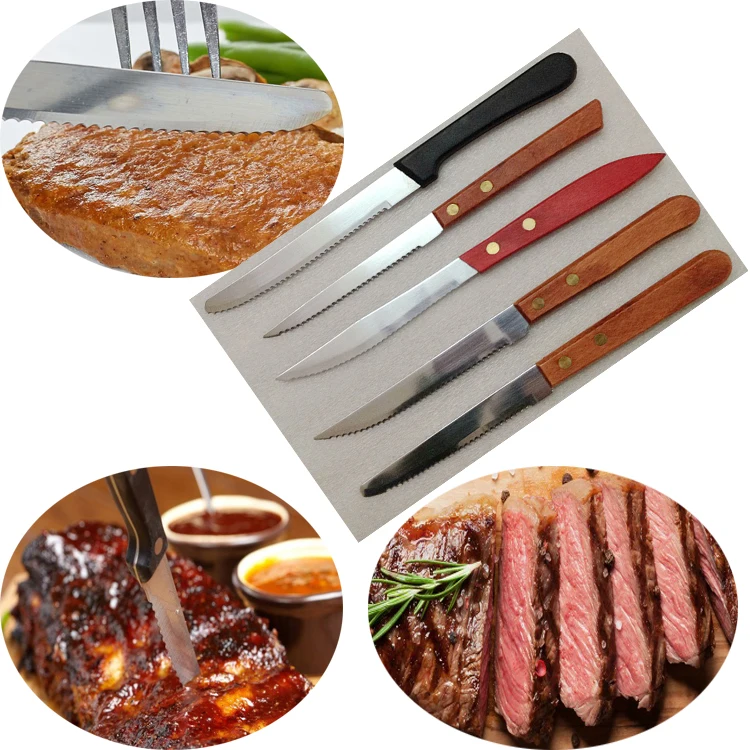 Serrated Blade Steak Knives with Plastic Handles for Restaurants