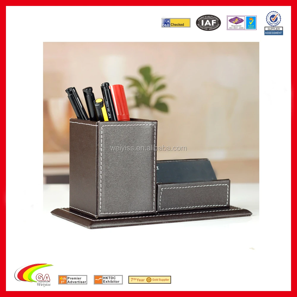 Office Desk Business Card Case Creative Name Card Holder With Pen
