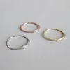Minimalism thin Bar Setting zircon S925 sterling silver opening Index finger ring