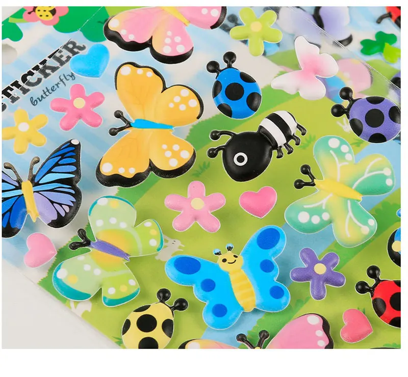 3D Bubble Butterflies Puffy Sticker 17pcs Foam Sticker Card of Butterflies 