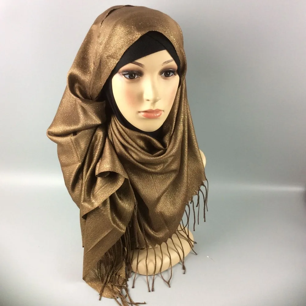 Mode conception Arabe femmes musulman hijab écharpe avec frange islamique scintillant foulards musulman hijab
