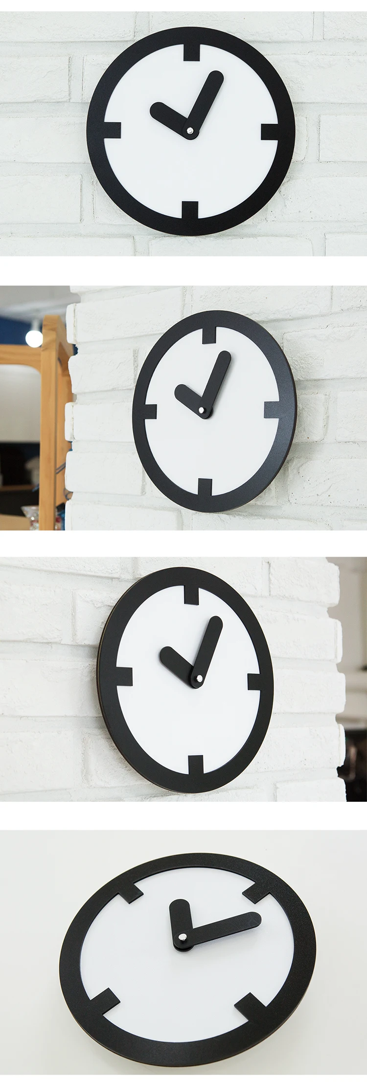 Modern Brief Non Ticking Quartz Type Mdf Wood Decorative Dual Time Wall Clock 3d Vintage Clock For Living Room