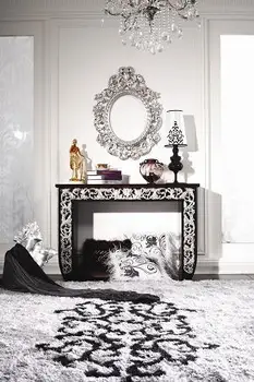 Solid Wood Hand Carved Decorative Fireplace With Delicate Flowers