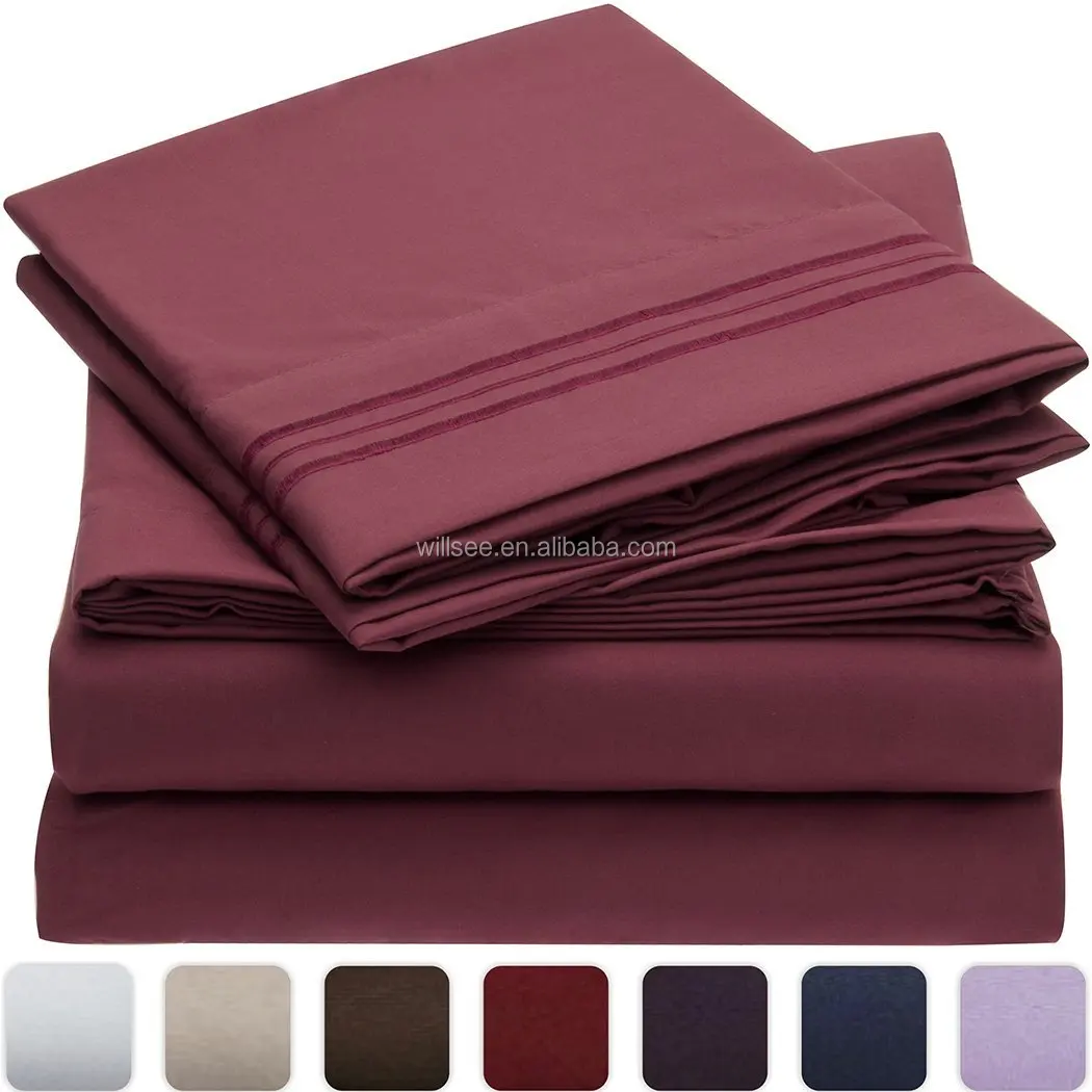 Vb2028100 Cotton Or Quality Microfiber Solid Color Bedding Sheet Set