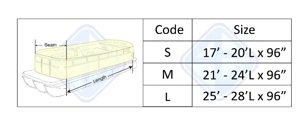 Size - Pontoon Cover