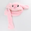 moving long ear pink hat pumping rabbit plush scarf hat bunny for kids