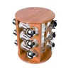 Round Bamboo Spice Rack Seasoning Storage Organizer