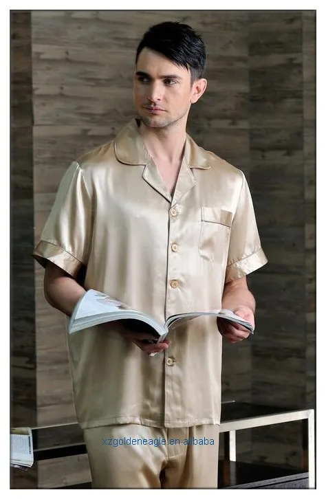 Men's 100% Silk Sleeping Pajamas silk sleepwear