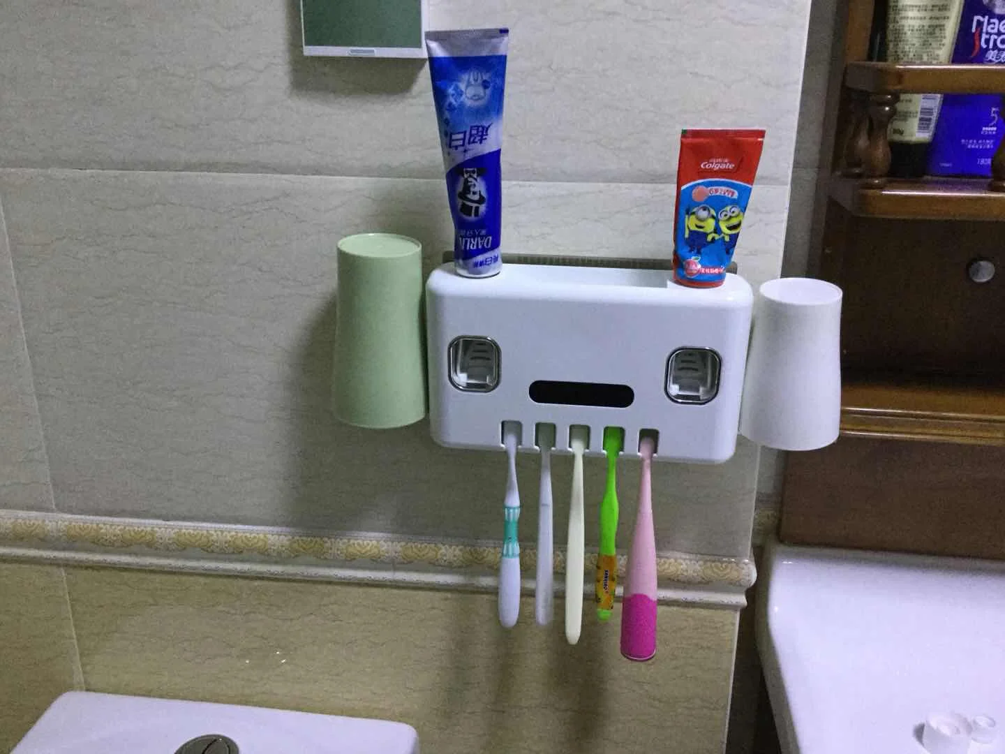 Electric Automatic Toothpaste Pump Dispenserwith Toothbrush Holder In