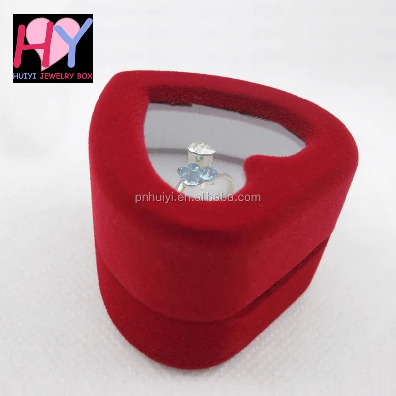 10pc Velvet Red Heart Shaped Ring Box Retail Store Jewelry Display Wedding NIUS