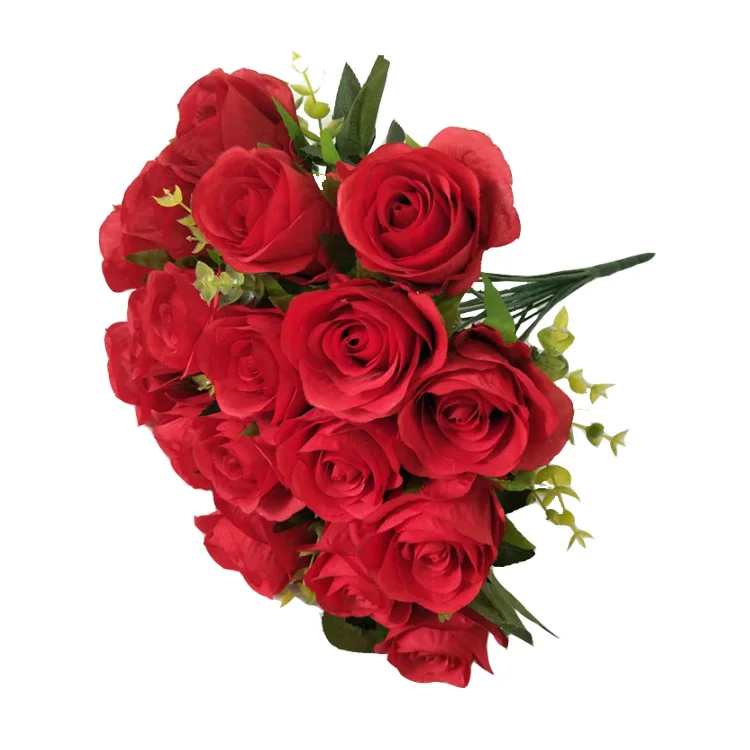 Ifg Artificial 18 Heads Red Silk Roses For Wedding Bridal Bouquet - Buy ...