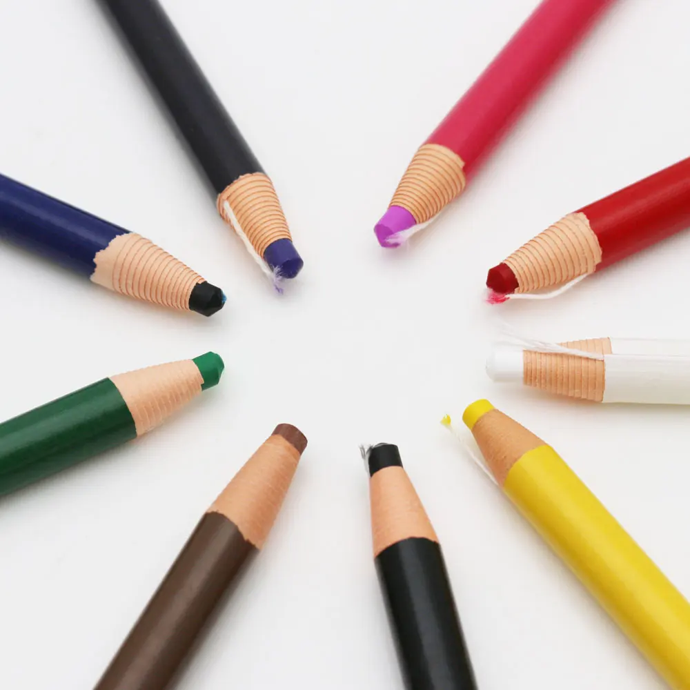 White Glass Cloth Metal Marker Paper wrapped Dermatograph Color Pencils 1 Dozen