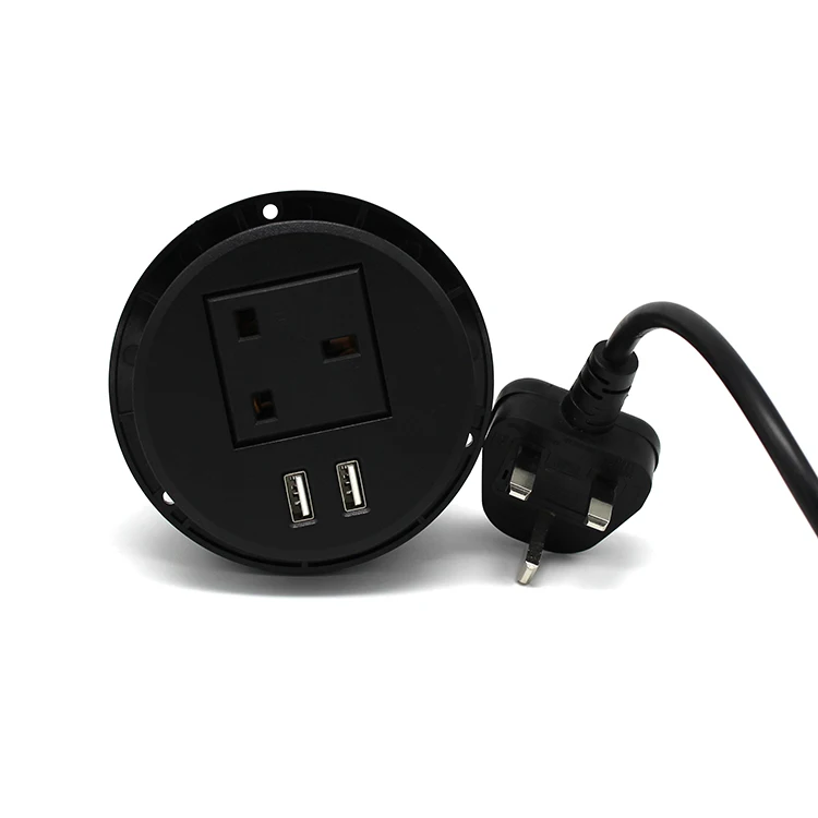 Smart Uk Furniture Ac Black Desktop Recessed Mounted Power Sockets Strip Single Outlets With Usb