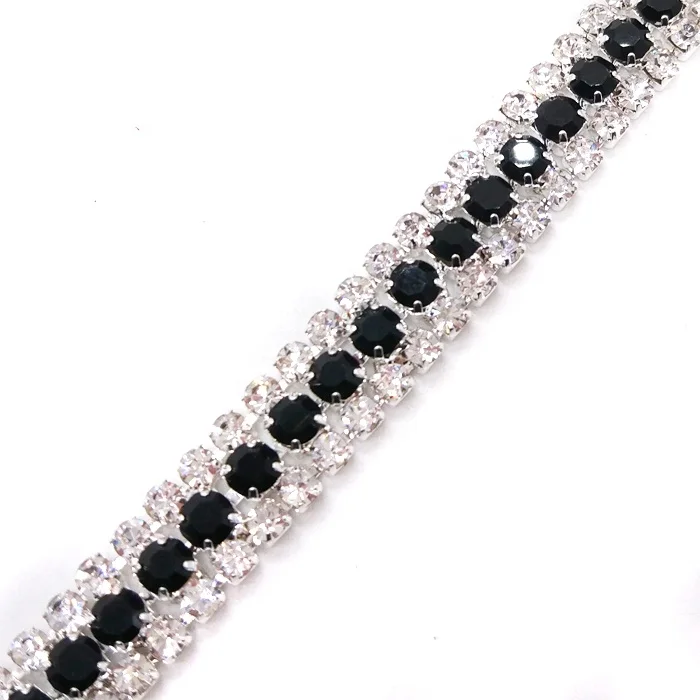 central black rhinestone two side small clear rhinestone trim.jpg