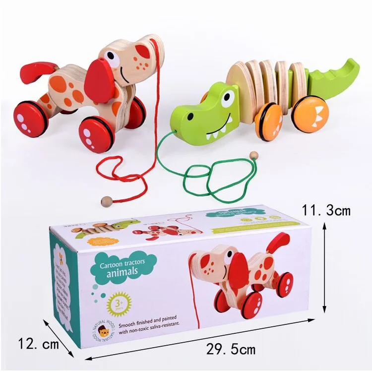 Kids Pull Back Car Toy Wooden Moving Animal Pulling Toy - Buy Pulling ...