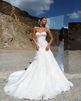 Plain White Satin Wedding Dress