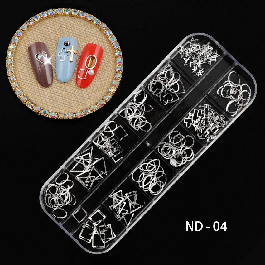 Rose Gold Rivet Nail Studs 3D Nail Art Decoration Gold Circle Star Round Square Triangle Mixed Accessories in Wheel for DIY.jpg