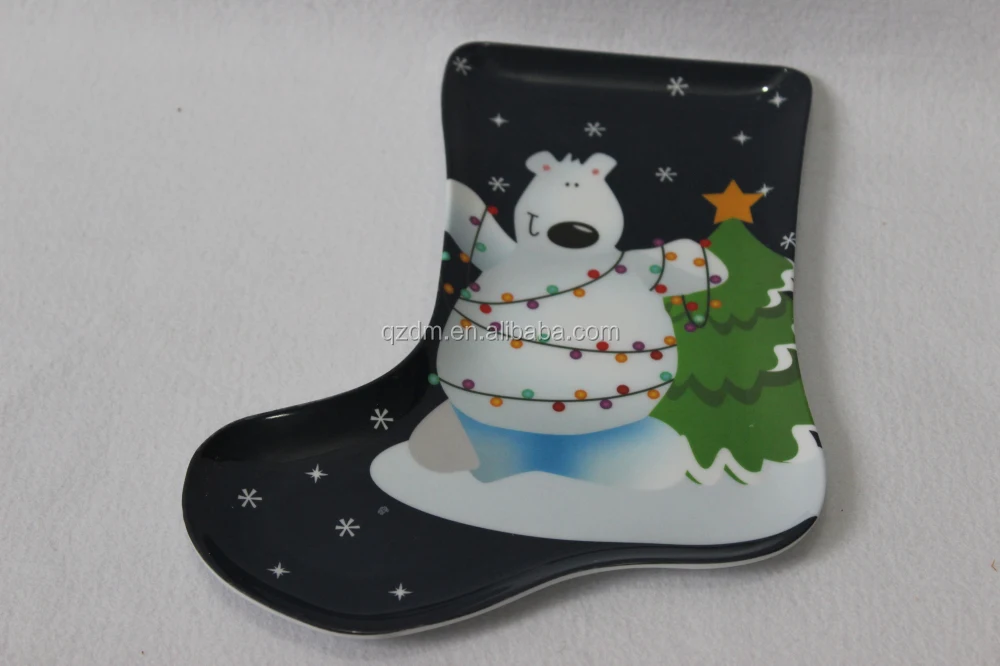 Shoe Shaped Melamine Dessert Plates For Xmas