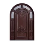 High Quality Surface finished Solid Wood Arched Entry Door Main Door Design