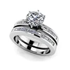 Dainty Bridal Jewelry Accessory Environmental Brass White Gold Plated Cubic Zirconia Prong Setting Wedding Ring
